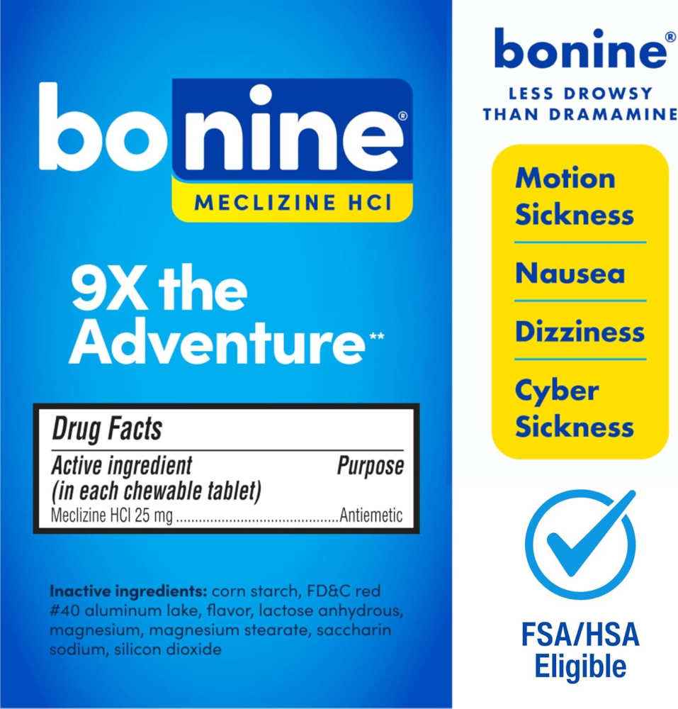 Bonine UK: Chewable Raspberry Tablets for Ultimate Motion Sickness Protection