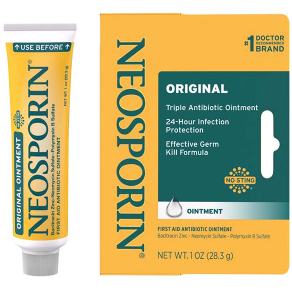 Neosporin Original Triple Antibiotic Ointment 1 Oz In Front Of White Background