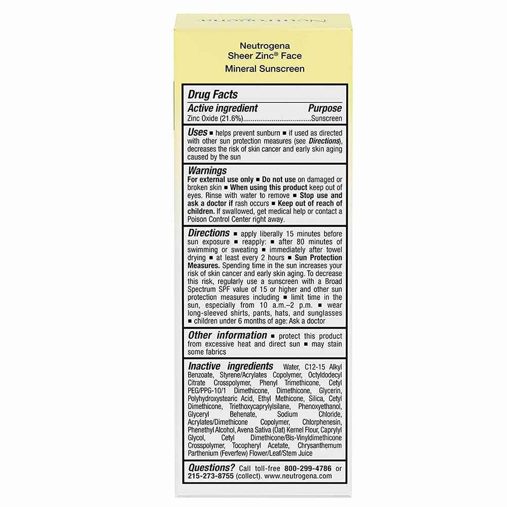 Neutrogena Sheer Zinc Mineral Face Sunscreen SPF 50