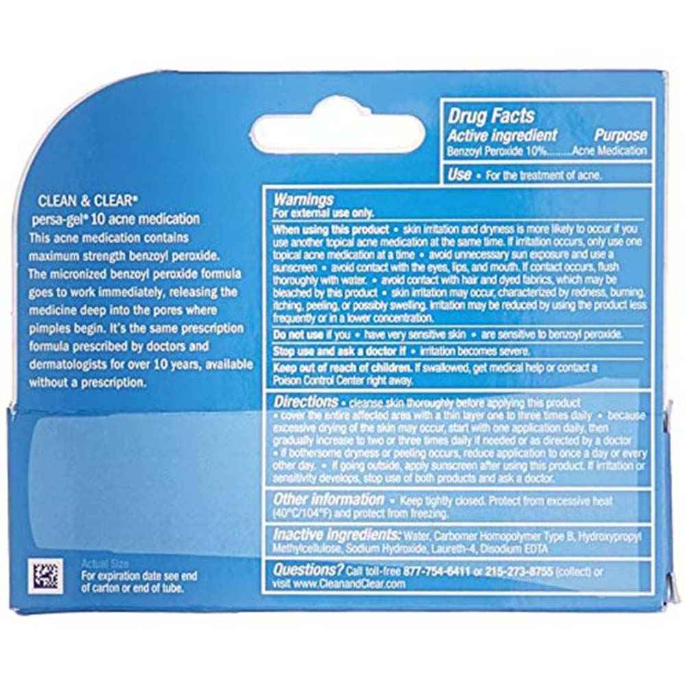 Clean & Clear Persa-Gel 10 10% Benzoyl Peroxide Acne Cream