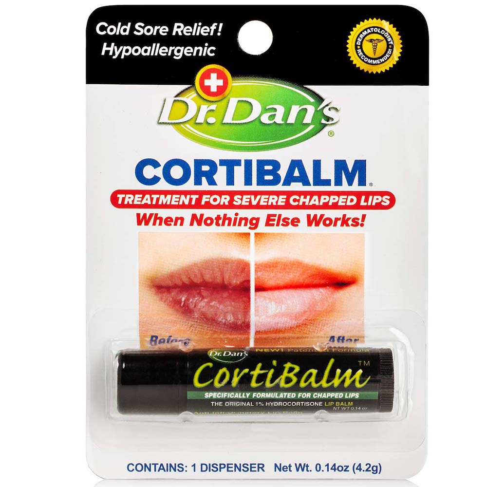 Dr. Dan's CortiBalm Lip Balm 0 .14 oz In Front Of White Background