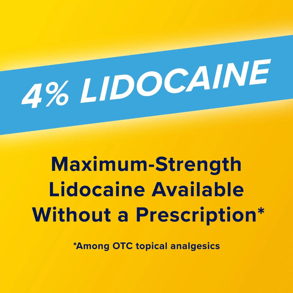 Advertisement for Aspercreme 4% Lidocaine Spray with text about maximum-strength lidocaine available without a prescription.