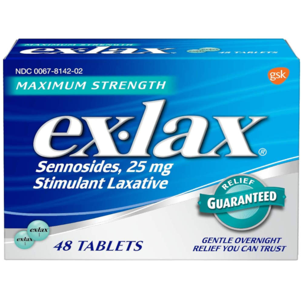 ExLax Maximum Strength Tablets 48 In Front Of White Background