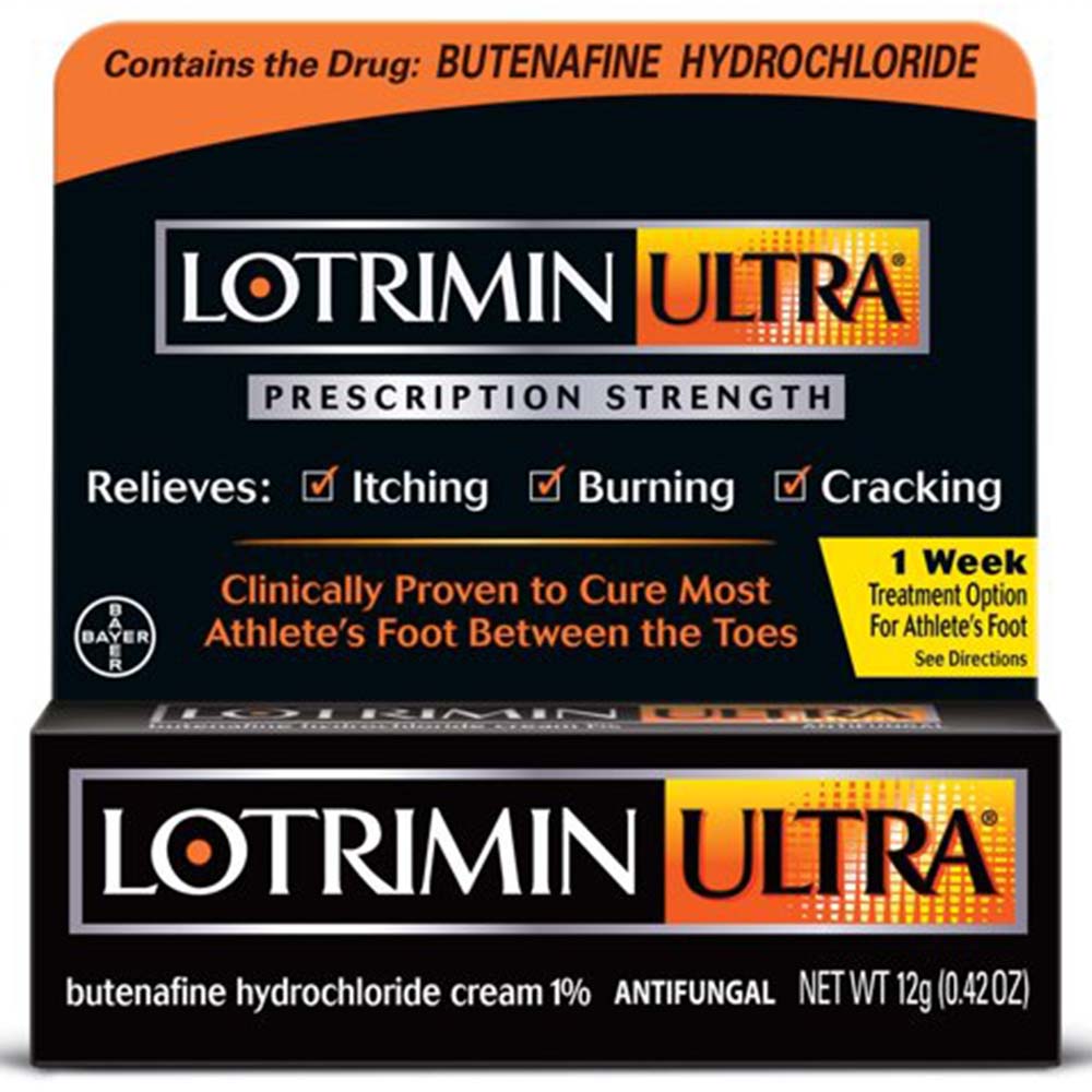 Lotrimin Ultra 1 Week Athlete's Foot Antifungal Cream 0.42 Oz In Front Of White Background