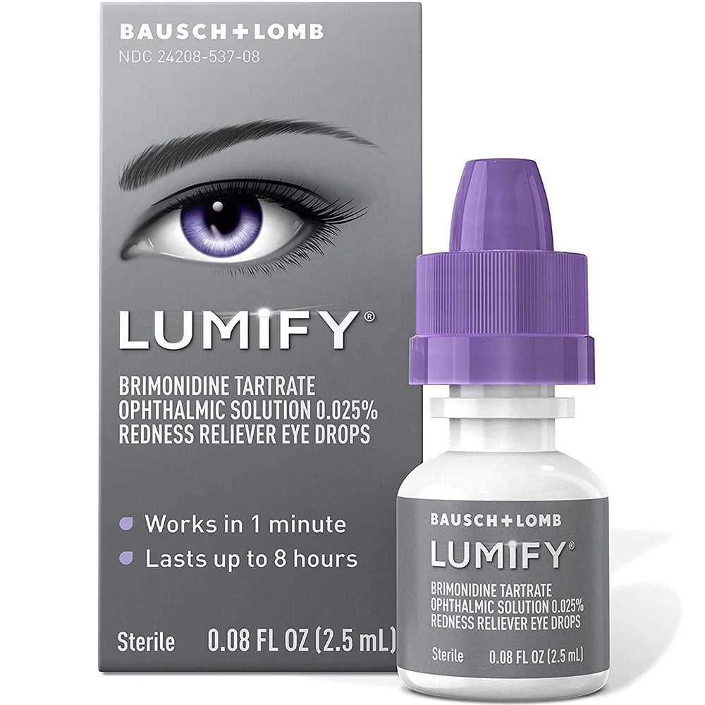 Lumify Redness Reliever Eye Drops 0.08 Fl Oz In Front Of White Background