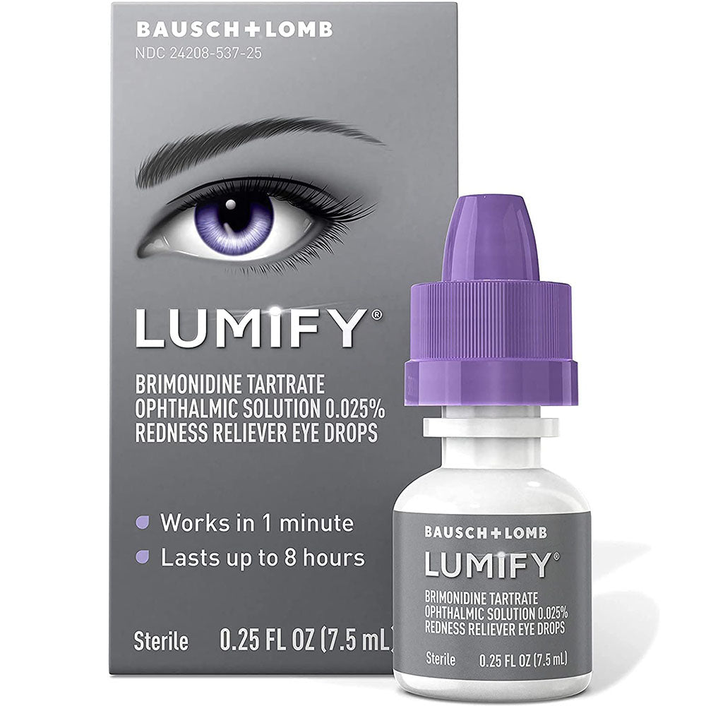 Lumify Redness Reliever Eye Drops 0.25 Fl Oz In Front Of White Background