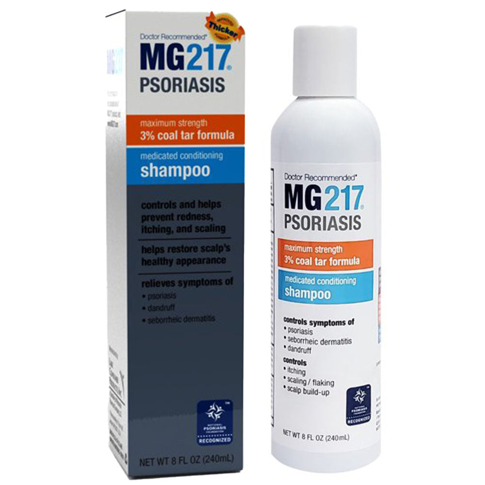 MG217 3% Coal Tar Medicated Conditioning Shampoo 8 Oz In Front Of White Background