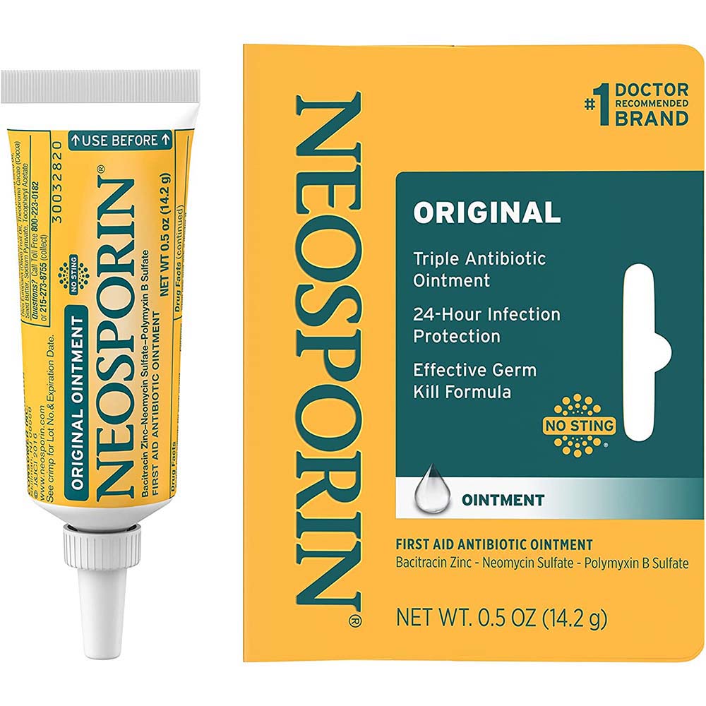 Neosporin Original Triple Antibiotic Ointment 0.5 Oz In Front Of White Background