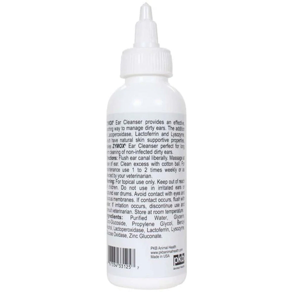 Zymox LP3 Enzyme System Ear Cleanser For Dogs & Cats 4 Oz Usage Instructions On Back Of Packaging