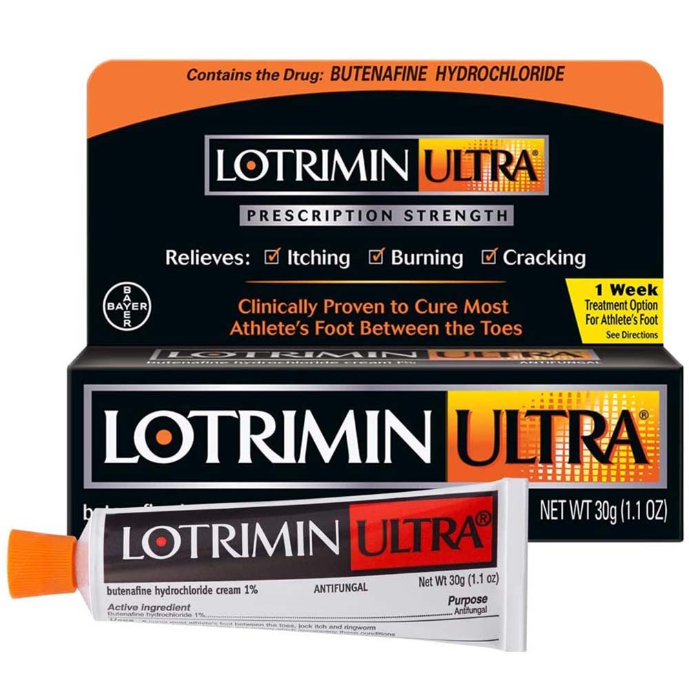 Lotrimin Ultra 1 Week Athlete's Foot Antifungal Cream 1.1 Oz In Front Of White Background